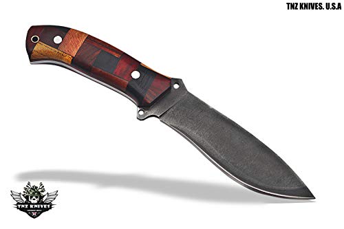 TNZ-446 Fixed Blade High Carbon 1095 Acid Treated Skinner Knife 10" & Synthetic Wood Handle