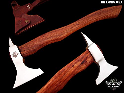 TNZ- 616 High Carbon Steel Forged Axe 18" Long Viking Axe & Rose Wood Handle