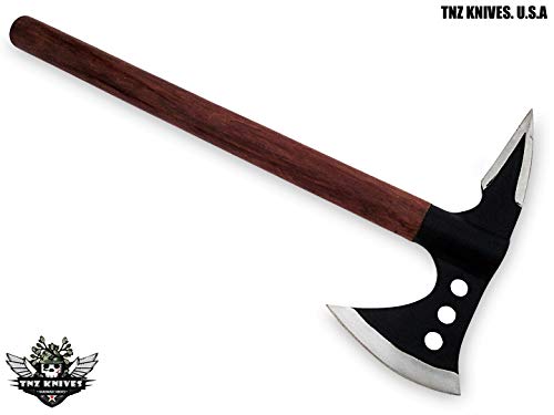 TNZ-70 USA Stainless Steel Handmade Viking Axe, 18" Length & Rose Wood Handle