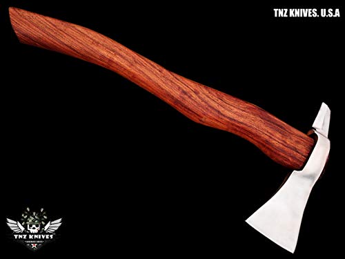 TNZ- 617 High Carbon Steel Forged Axe 18" Long Viking Axe & Rose Wood Handle