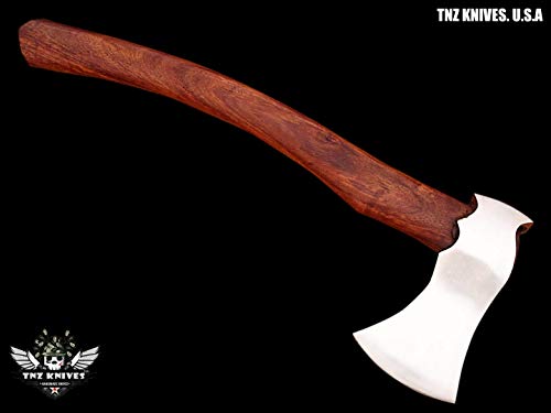 TNZ- 613 High Carbon Steel Forged Axe 18" Long Viking Axe & Rose Wood Handle