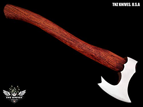 TNZ- 618 High Carbon Steel Forged Axe 18" Long Viking Axe & Rose Wood Handle