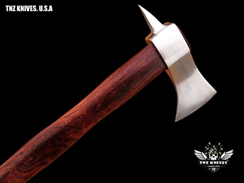 TNZ- 614 High Carbon Steel Forged Axe 18" Long Viking Axe & Rose Wood Handle