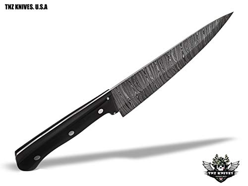 TNZ-556 USA Damascus Handmade Chef Kitchen Knife 13.5" Long, 8.5 Blade with Micarta Handle