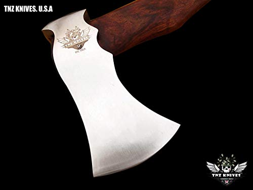 TNZ- 613 High Carbon Steel Forged Axe 18" Long Viking Axe & Rose Wood Handle