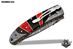 TNZ-462 USA Damascus Pocket Folding Knife,8