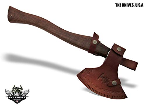 TNZ-602 Damascus Axe 17″ Long,4″ EDGE, 6.5" Head width & Rose Wood Handle