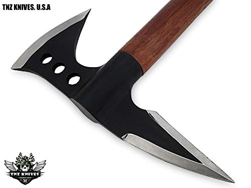TNZ-70 USA Stainless Steel Handmade Viking Axe, 18" Length & Rose Wood Handle