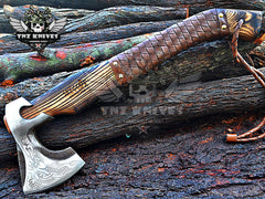 TNZ-624 Handmade High Carbon Steel Head Viking Axe | Ash Wood Handle With Leather Wrap |  Scandinavian Axe | Gift For Men | Christmas Gift