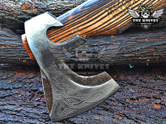 TNZ-624 Handmade High Carbon Steel Head Viking Axe | Ash Wood Handle With Leather Wrap |  Scandinavian Axe | Gift For Men | Christmas Gift