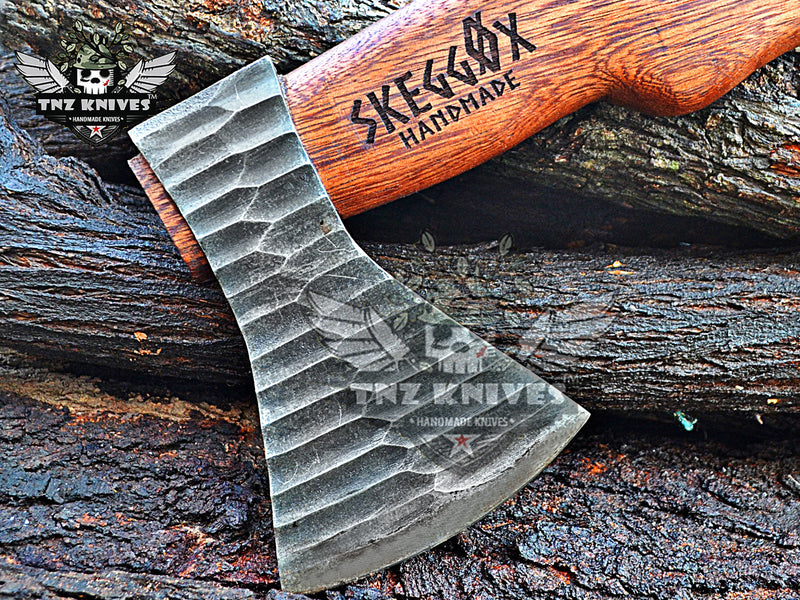 TNZ-626 Hand Forged High Carbon Steel Viking Axe With Leather Wrap On Wood Handle |  Skeggox | Scandinavian Axe | Gift For Men | Christmas Gift