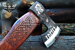 TNZ-629 Hand Forged Viking Axe With Leather Sheath | Viking battle axe | Dane axe | Bearded axe