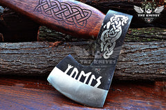 TNZ-629 Hand Forged Viking Axe With Leather Sheath | Viking battle axe | Dane axe | Bearded axe