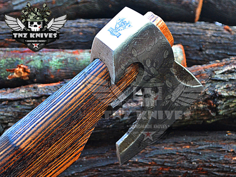 TNZ-624 Handmade High Carbon Steel Head Viking Axe | Ash Wood Handle With Leather Wrap |  Scandinavian Axe | Gift For Men | Christmas Gift