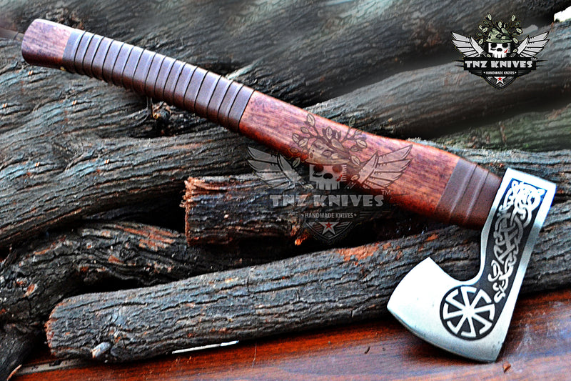 TNZ-630 Hand Forged Slavic Sun Viking Axe | Scandinavian Axe | Gift For Men | Christmas Gift