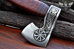 TNZ-630 Hand Forged Slavic Sun Viking Axe | Scandinavian Axe | Gift For Men | Christmas Gift