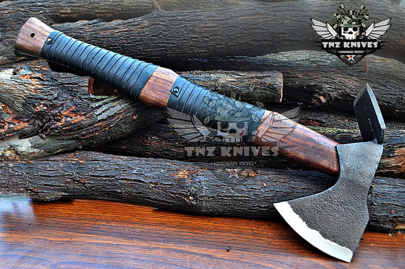 TNZ-631 Hand Forged High Carbon Steel Double Head Edge Viking Axe | Tomahawk Axe | Gift For Husband | Anniversary Gift | Christmas Gift