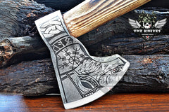 TNZ-621 Hand-Forged Helm Of Awe And Odin Symbol Viking Axe | Scandinavian Axe | Camping Axe