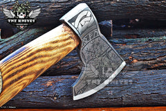 TNZ-621 Hand-Forged Helm Of Awe And Odin Symbol Viking Axe | Scandinavian Axe | Camping Axe