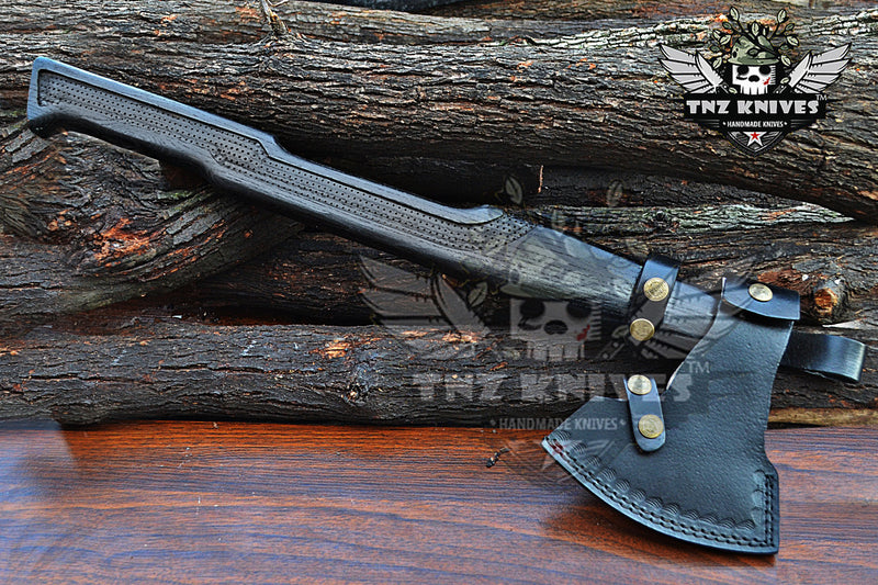 TNZ-622 Hand-Forged Helm Of Awe And Odin Symbol Viking Axe | Scandinavian Axe | Camping Axe