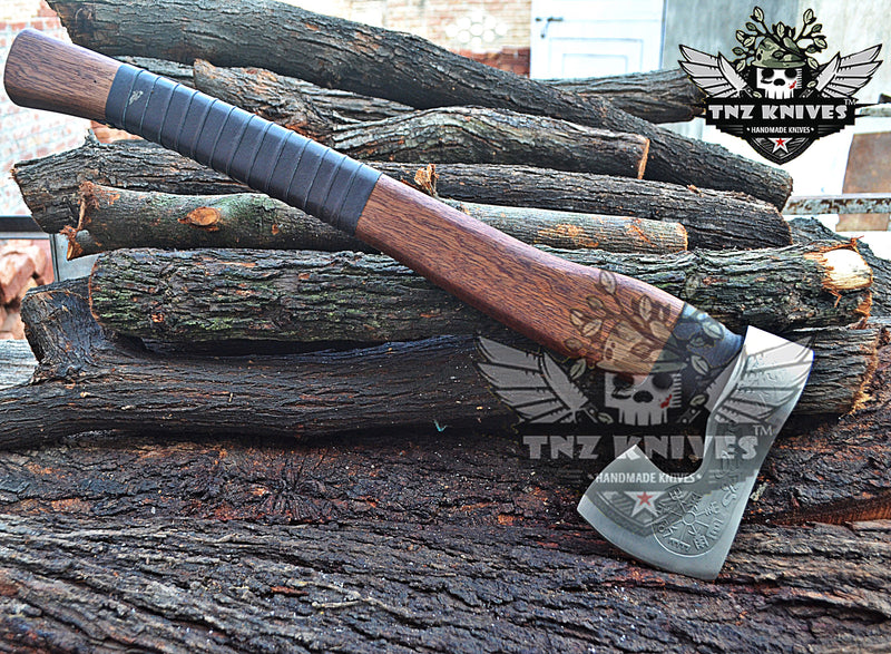 TNZ-634 Hand Forged Helm of Awe Viking Axe | Carbon Steel Viking Axe | Gift For Men | Christmas Gift