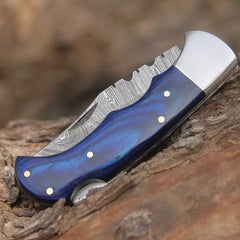 Damascus Steel Folding Pocket EDC Knife 7.5