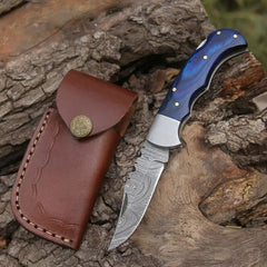 Damascus Steel Folding Pocket EDC Knife 7.5