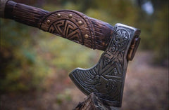 Forged Slavic Sun Viking Axe, Best Viking Axe, Christmas Gift