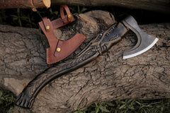 Hand Forged Dragon Craved Handle Axe, Viking Axe, Premium Style Axe