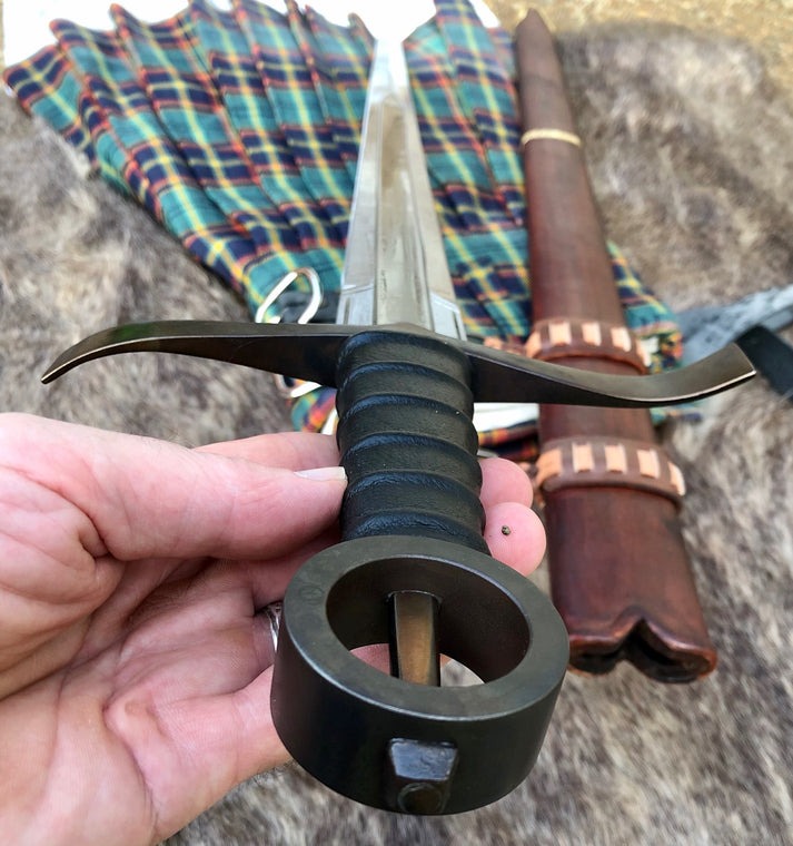 Hand-Forged Medieval Style Sword with Leather-Wrapped Handle and Stainless Steel Blade