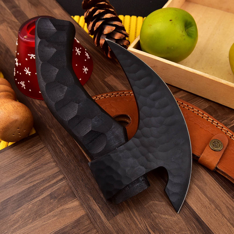 Handmade Black Cobra Viking Pizza Axe – Unique Viking Pizza Cutter