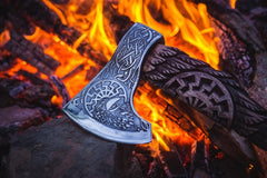 Forged Slavic Sun Outdoor Camping Viking Axe