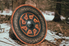 kolovrat symbol Viking Shield | Ply Wood With Stainless Steel Boss