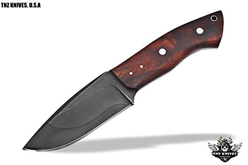 TNZ- 444 Fixed Blade High Carbon 1095 Acid Treated Skinner Knife 8.5" With Rose Wood Handle