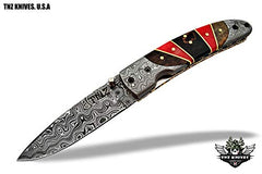 TNZ-462 USA Damascus Pocket Folding Knife,8