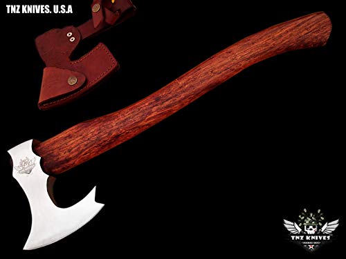 TNZ- 618 High Carbon Steel Forged Axe 18" Long Viking Axe & Rose Wood Handle