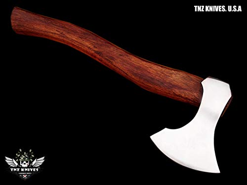 TNZ- 619 High Carbon Steel Forged Axe 18" Long Viking Axe & Rose Wood Handle