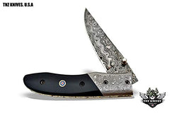 TNZ-467 USA Damascus Pocket Folding Knife, 8