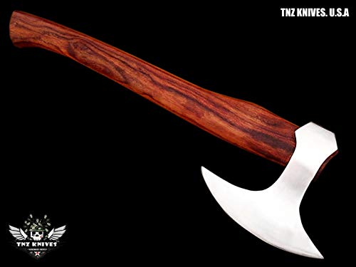 TNZ- 612 High Carbon Steel Forged Axe 18" Long Viking Axe & Rose Wood Handle