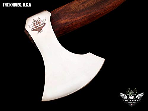 TNZ- 619 High Carbon Steel Forged Axe 18" Long Viking Axe & Rose Wood Handle
