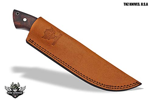 TNZ- 444 Fixed Blade High Carbon 1095 Acid Treated Skinner Knife 8.5" With Rose Wood Handle