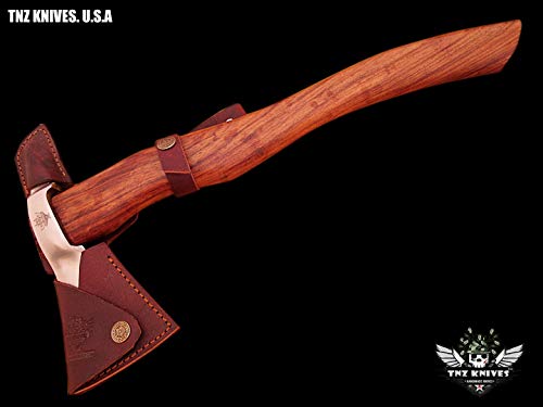 TNZ- 617 High Carbon Steel Forged Axe 18" Long Viking Axe & Rose Wood Handle