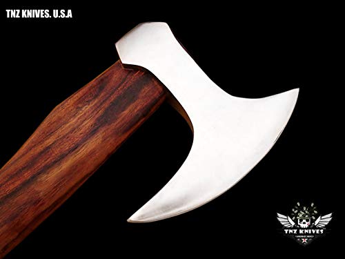 TNZ- 612 High Carbon Steel Forged Axe 18" Long Viking Axe & Rose Wood Handle